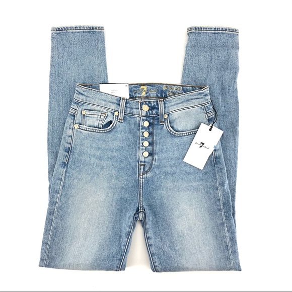7 For All Mankind Blue The High Waist Skinny Jeans - Picture 2 of 10